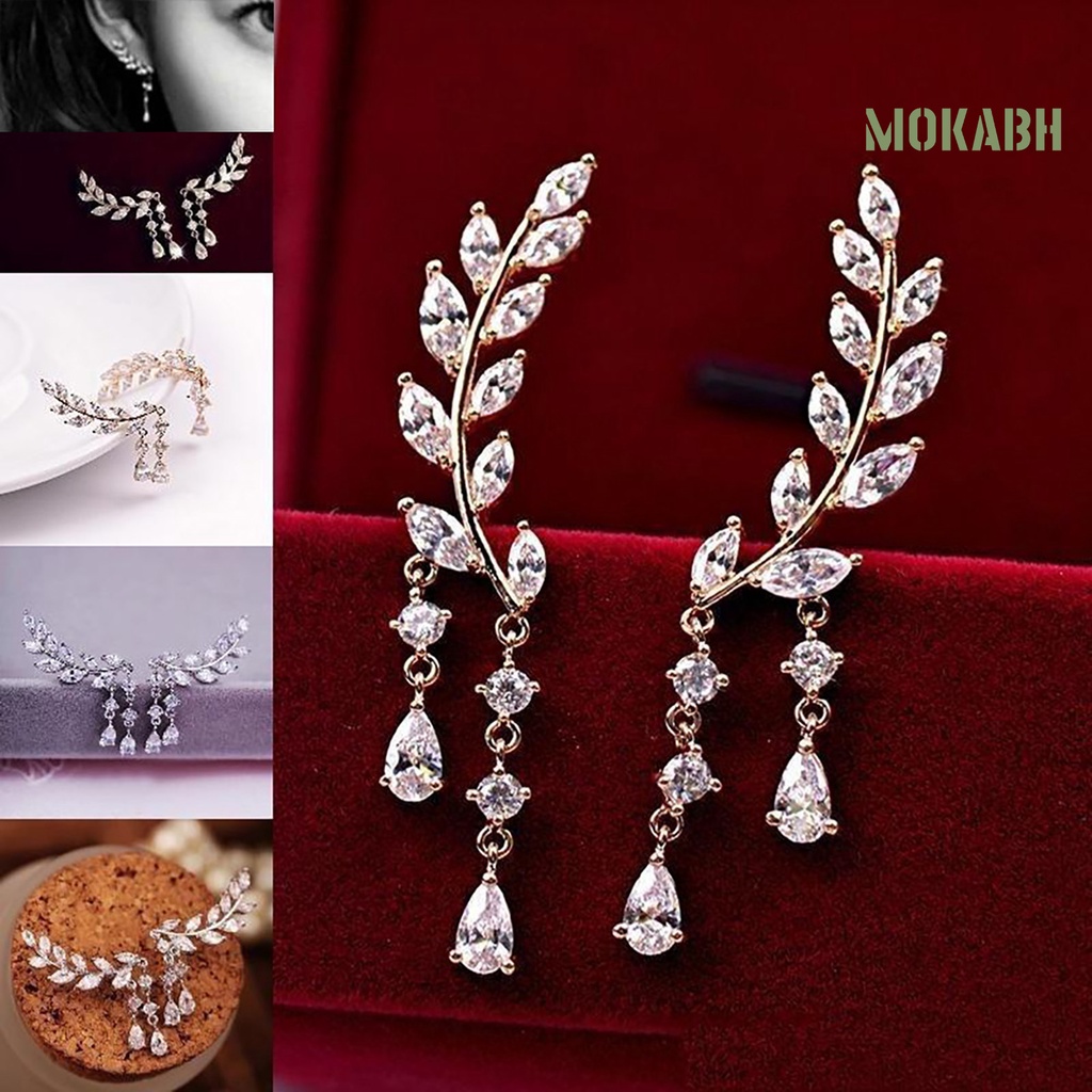 1 Đôi Bông Tai Hình Giọt Nước Đính Đá Thời Trang Dành Cho Nữ