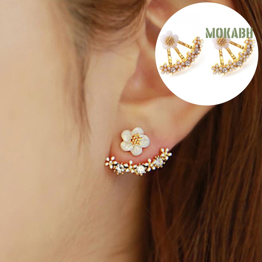 Bông Tai Hình Hoa Cúc Đính Đá Thời Trang Dành Cho Nữ