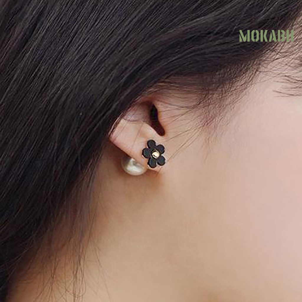 Khuyên Tai Lủng Lẳng Đính Ngọc Trai Nhân Tạo 2 Màu Cho Đám Cưới