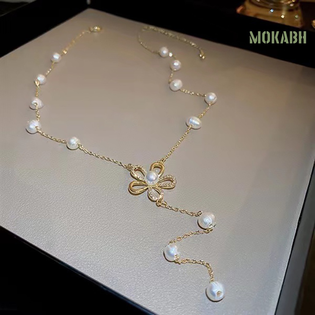 Vòng cổ Không Gỉ Đính Ngọc Trai Nhân Tạo Thời Trang Dành Cho Nữ