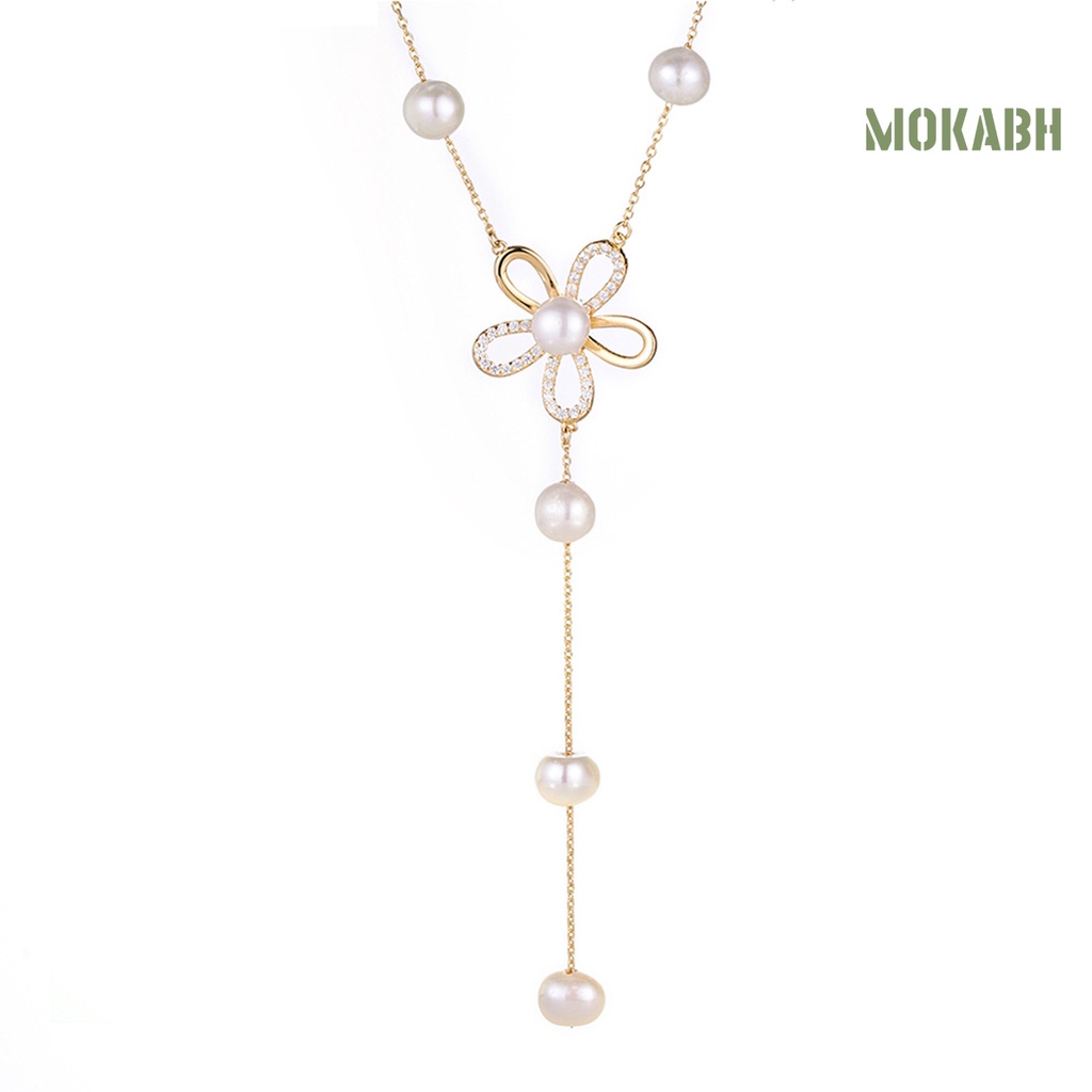 Vòng cổ Không Gỉ Đính Ngọc Trai Nhân Tạo Thời Trang Dành Cho Nữ