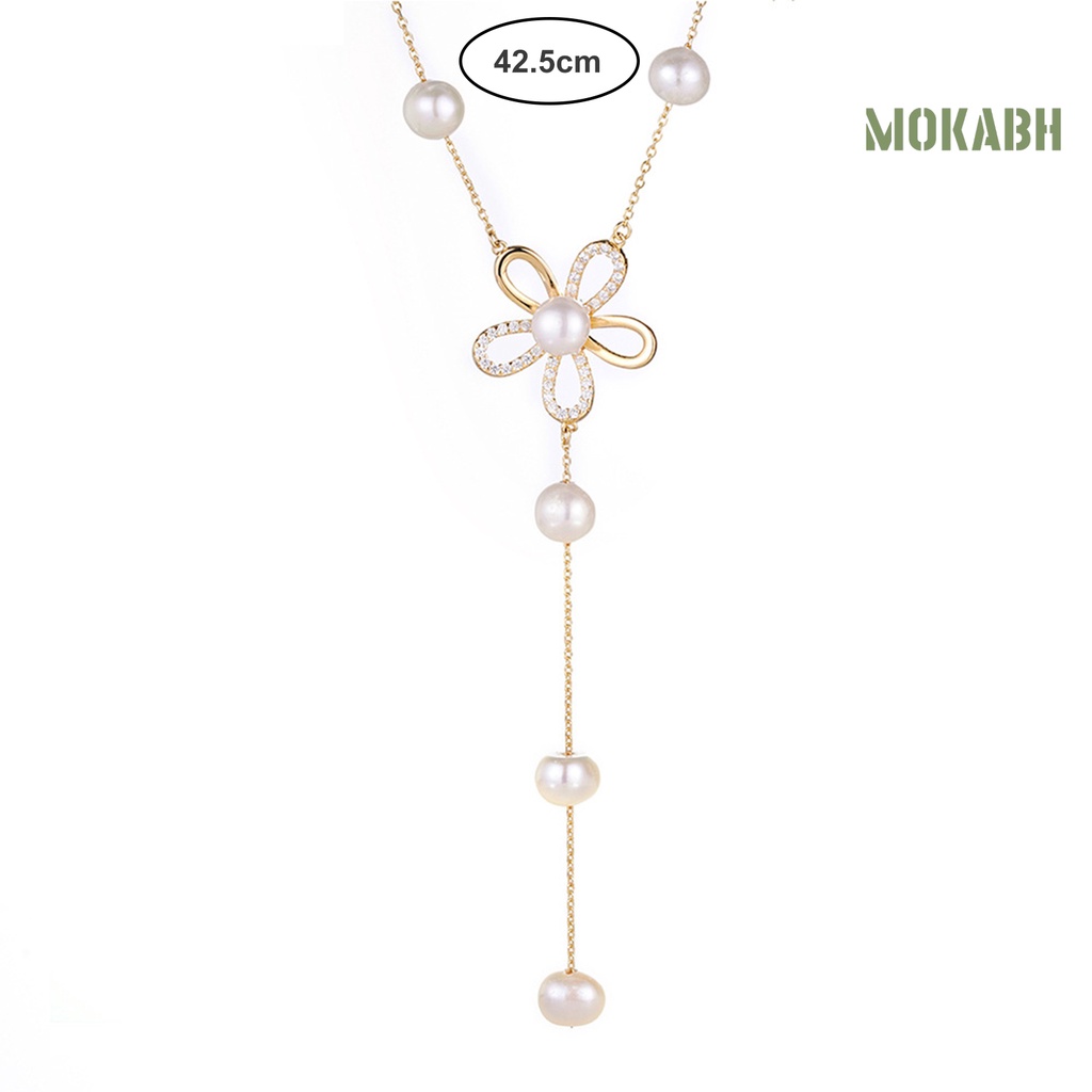 Vòng cổ Không Gỉ Đính Ngọc Trai Nhân Tạo Thời Trang Dành Cho Nữ