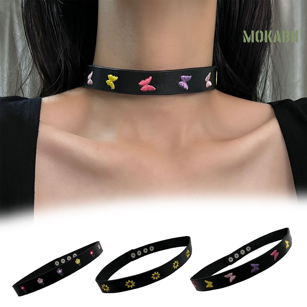 [mokabh] Vòng cổ Giả Da Mặt Hình Bướm / Hoa Hướng Dương Mạ Điện Mặc Hàng Ngày Cho Nữ