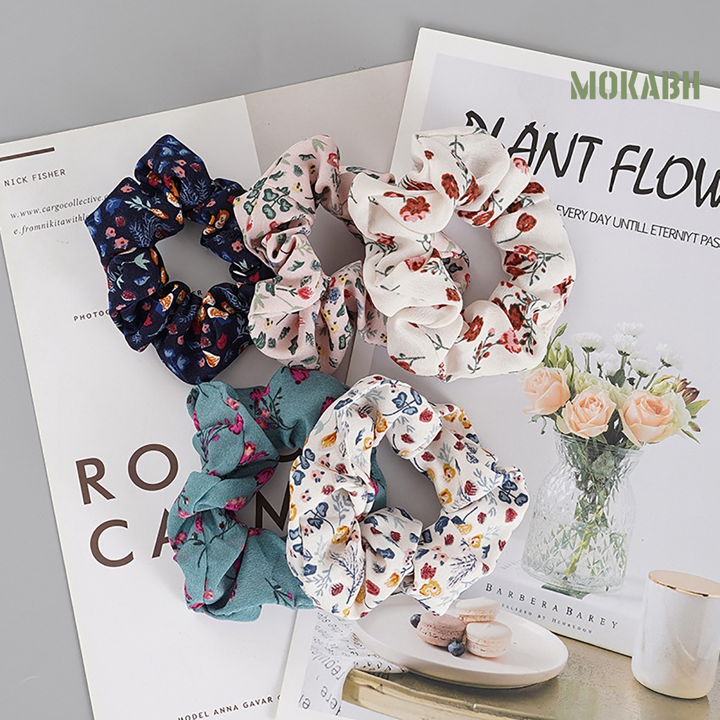 Dây Buộc Tóc In Hoa Chống Rơi Thiết Kế Đơn Giản