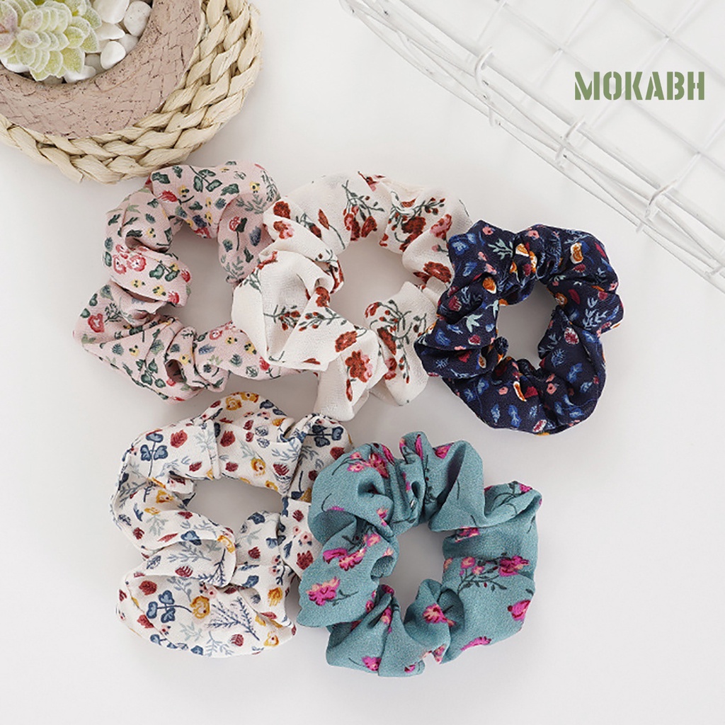 Dây Buộc Tóc In Hoa Chống Rơi Thiết Kế Đơn Giản