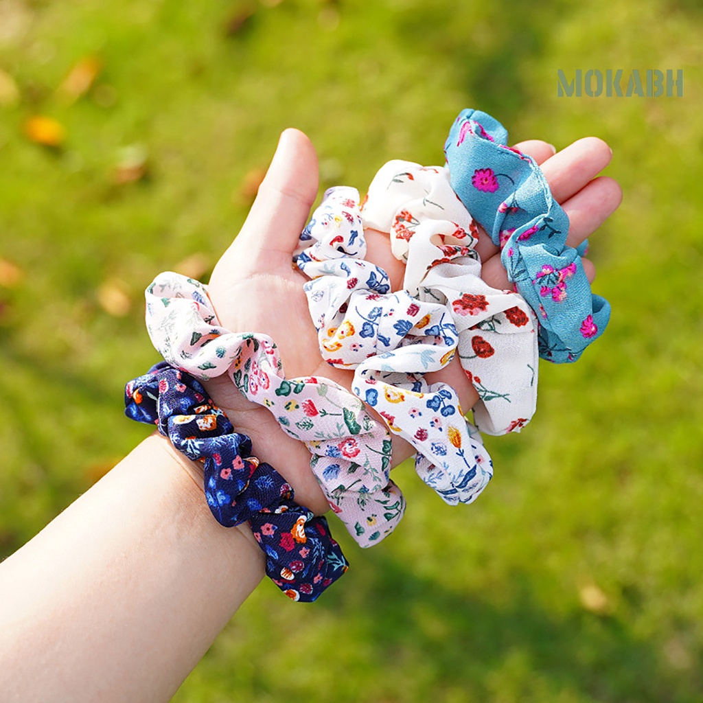 Dây Buộc Tóc In Hoa Chống Rơi Thiết Kế Đơn Giản