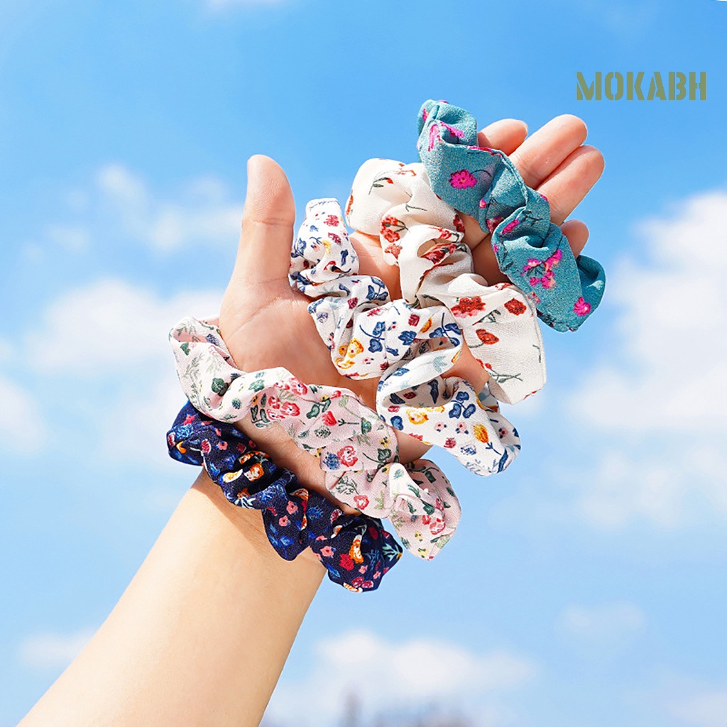 Dây Buộc Tóc In Hoa Chống Rơi Thiết Kế Đơn Giản