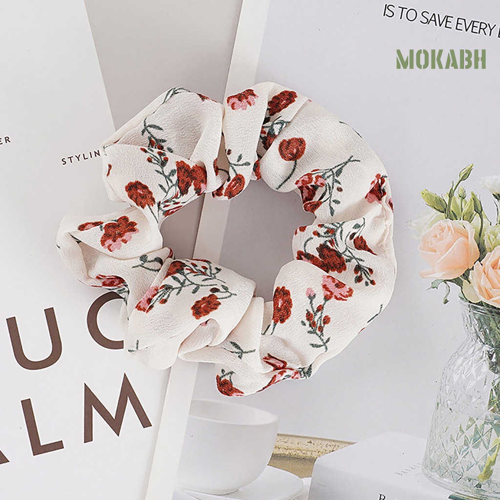 Dây Buộc Tóc In Hoa Chống Rơi Thiết Kế Đơn Giản