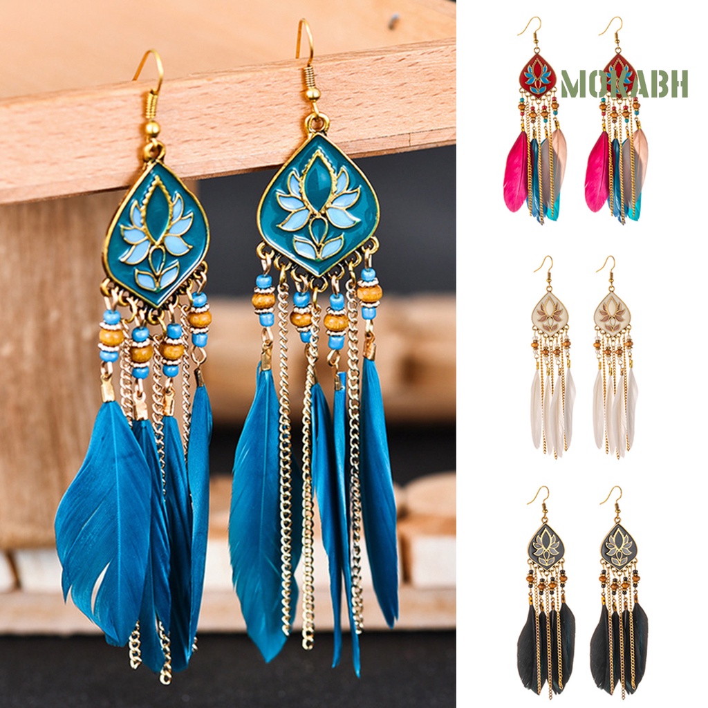 1 Đôi Bông Tai Dạng Tua Rua Phong Cách Boho Thời Trang