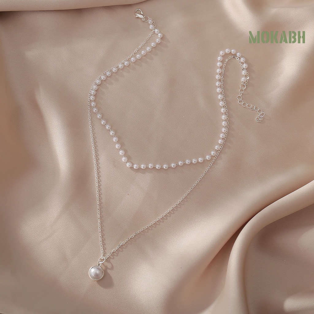 [mokabh] Chuỗi Dây Chuyền Ngắn Hai Lớp Mặc Hàng Ngày