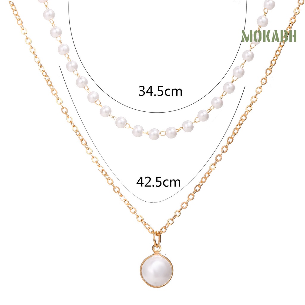 [mokabh] Chuỗi Dây Chuyền Ngắn Hai Lớp Mặc Hàng Ngày