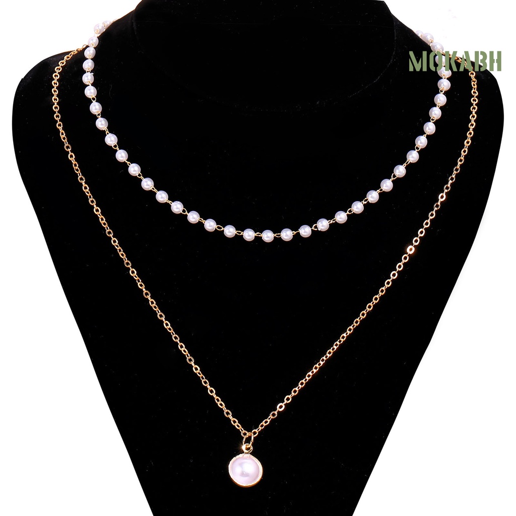 [mokabh] Chuỗi Dây Chuyền Ngắn Hai Lớp Mặc Hàng Ngày