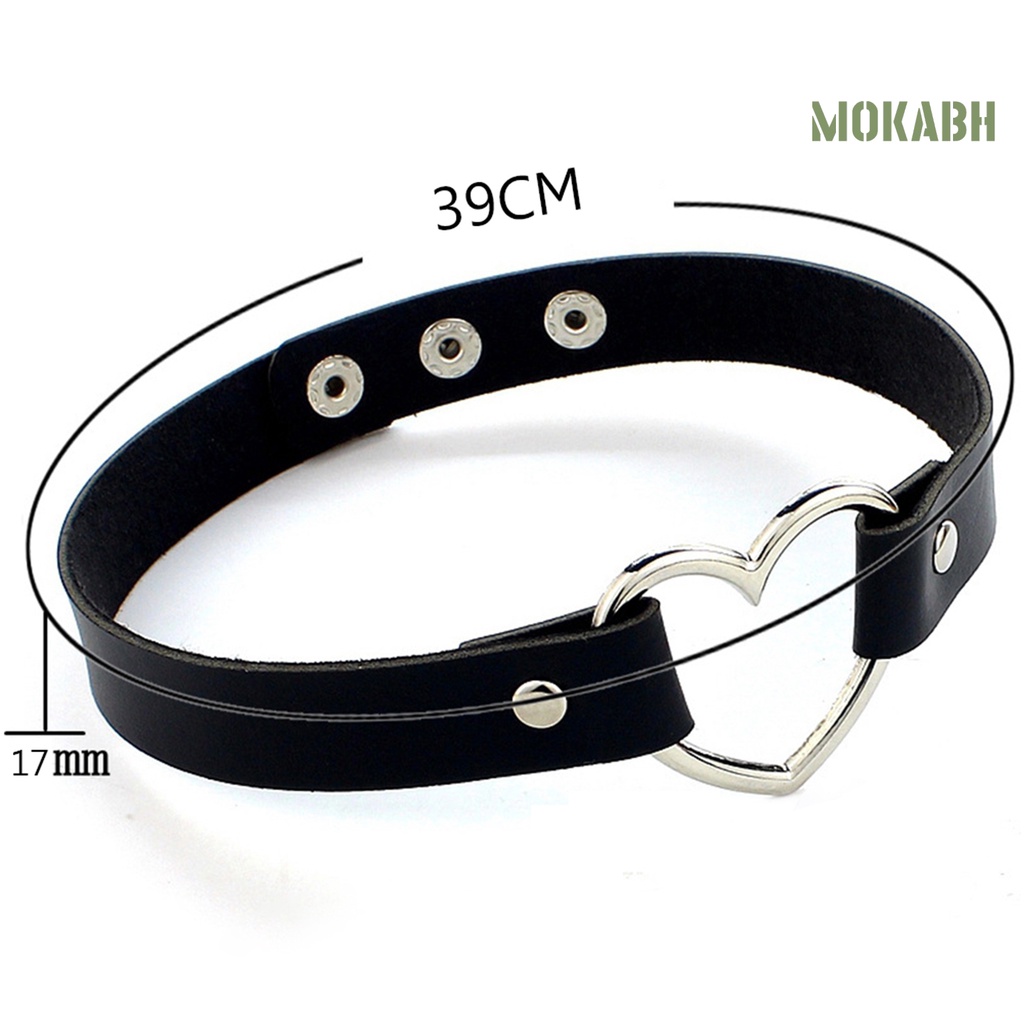Vòng Cổ Choker Giả Da Mặt Hình Trái Tim Phong Cách Punk Thanh Lịch