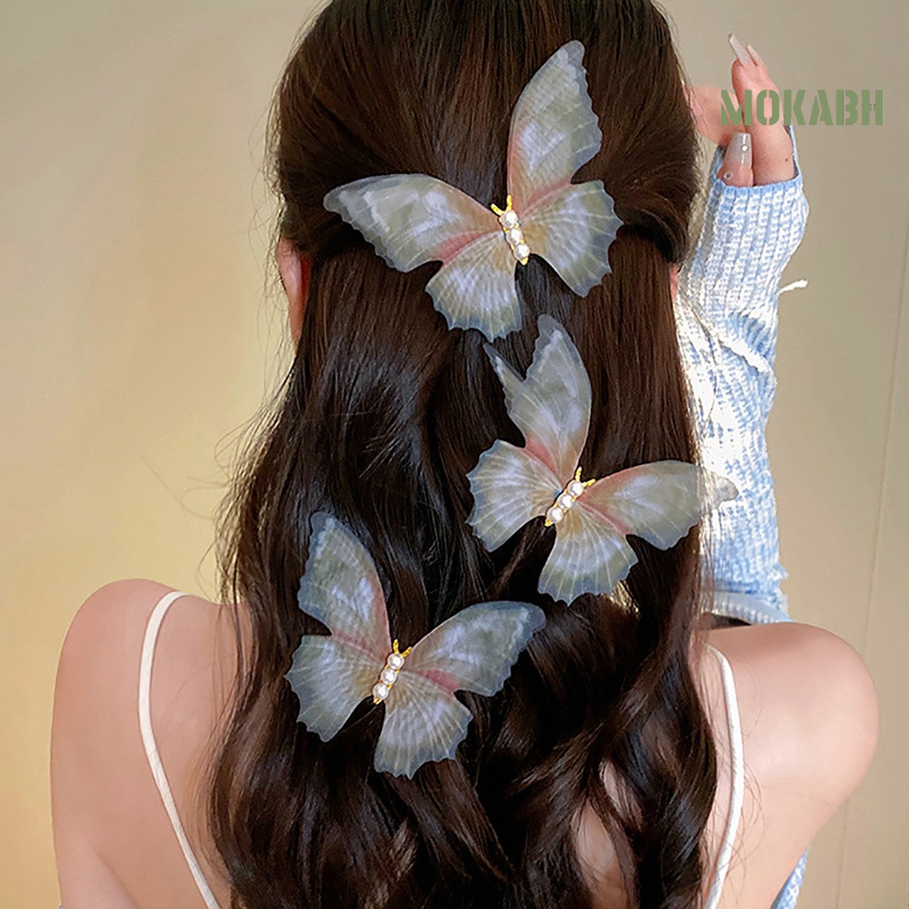 Kẹp Tóc Trang Trí Hình Bướm Đính Ngọc Trai Giả