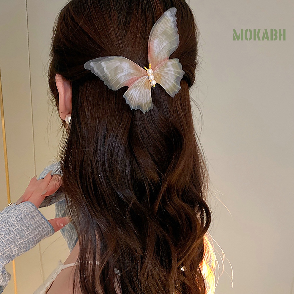 Kẹp Tóc Trang Trí Hình Bướm Đính Ngọc Trai Giả