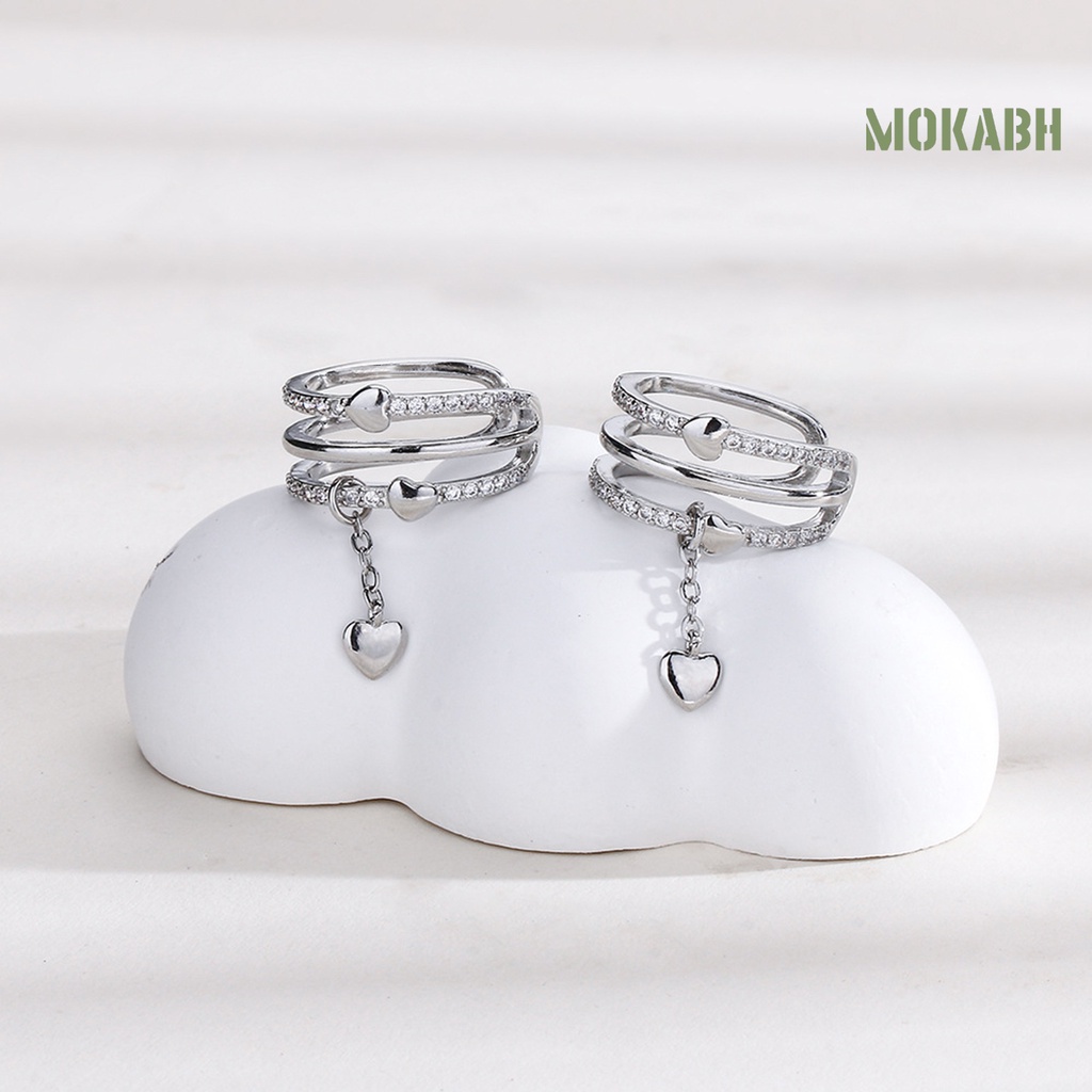 1 Khuyên Kẹp Vành Tai Mini Đính Đá Hình Trái Tim Thời Trang