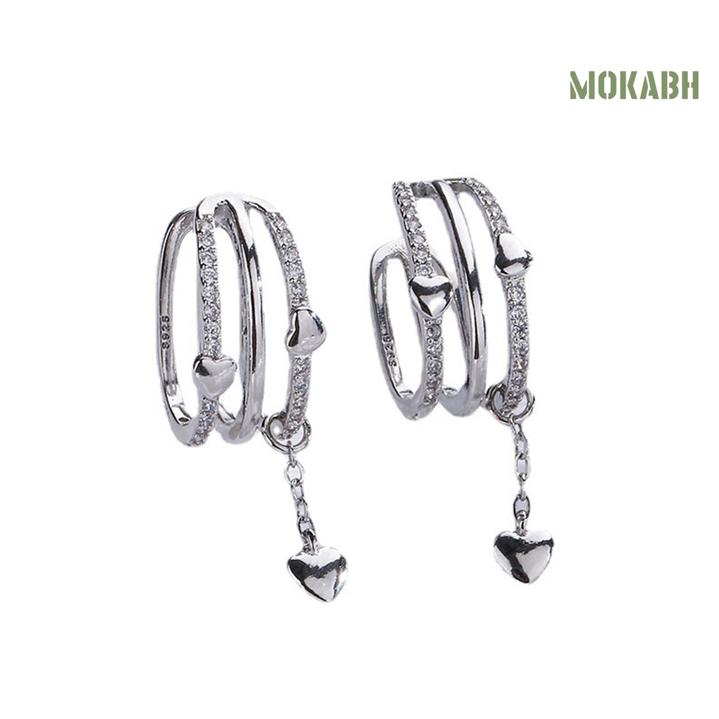 1 Khuyên Kẹp Vành Tai Mini Đính Đá Hình Trái Tim Thời Trang