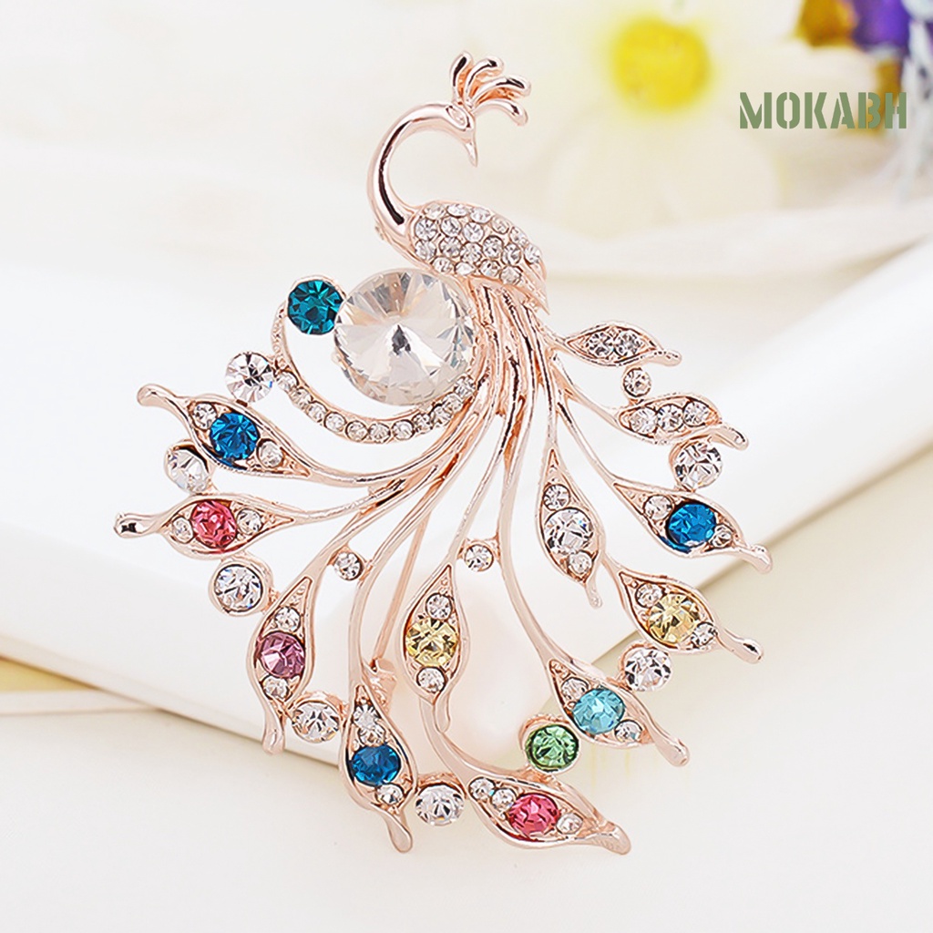 Ghim Cài Áo Hình Chim Công Đính Đá Trang Trí Quần Áo