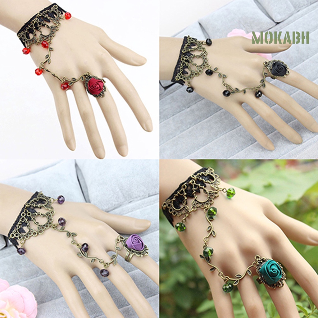 Vòng Tay Phối Ren Hoa / Nhẫn Phong Cách Gothic Cổ Điển Thời Trang Cho Nữ