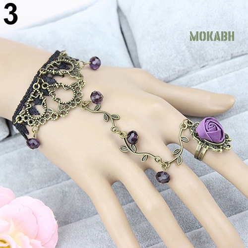 Vòng Tay Phối Ren Hoa / Nhẫn Phong Cách Gothic Cổ Điển Thời Trang Cho Nữ