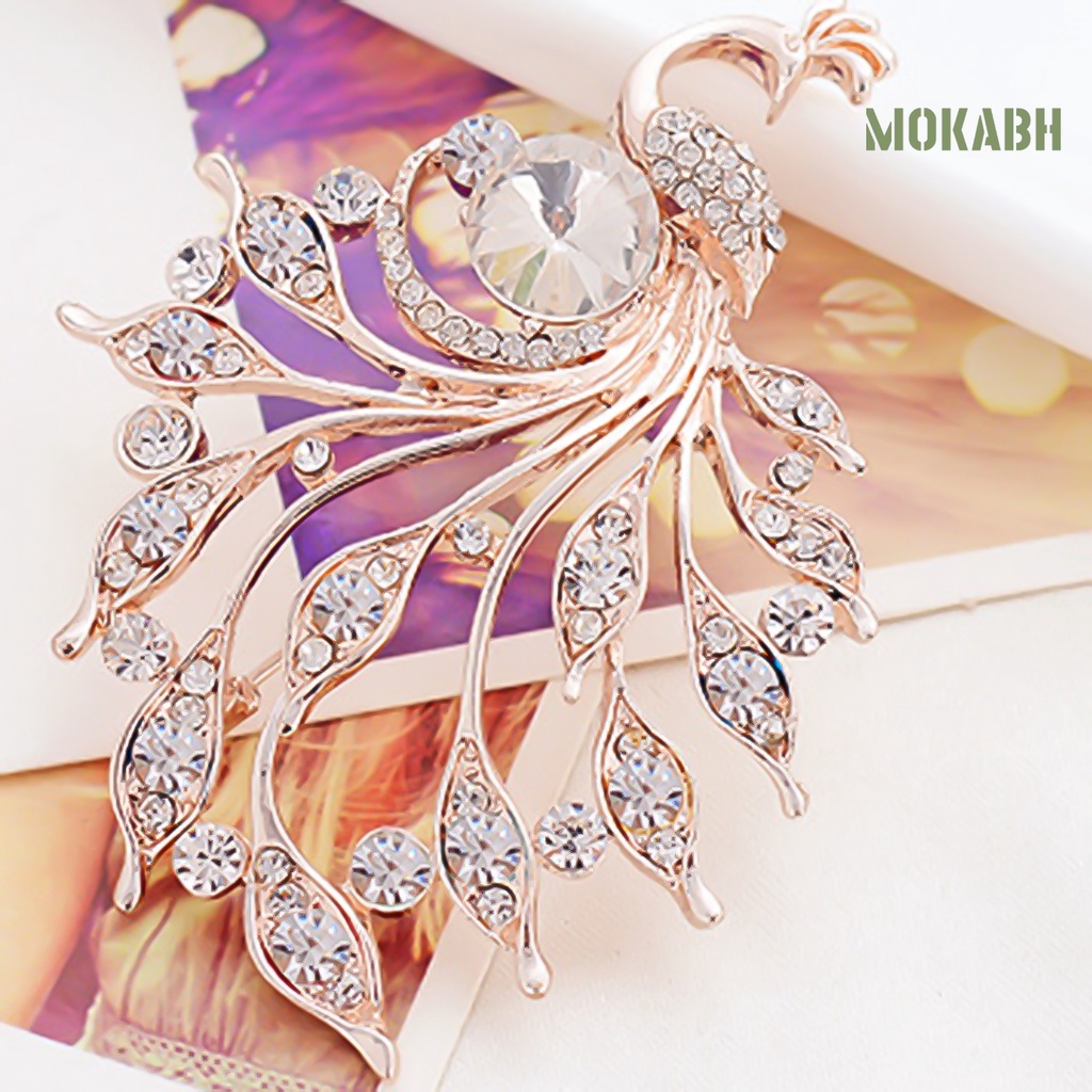 Ghim Cài Áo Hình Chim Công Đính Đá Trang Trí Quần Áo