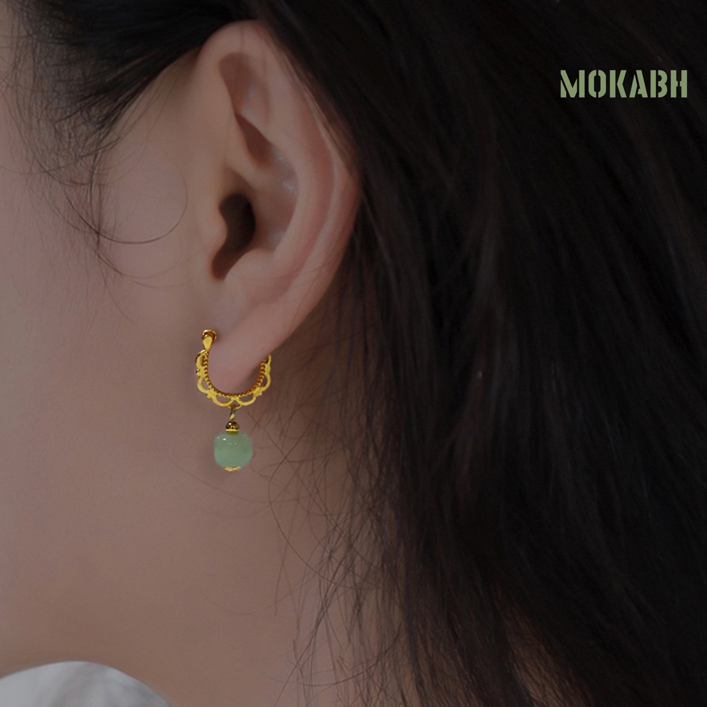 1 Khuyên Tai Đính Đá Ngọc Bích Nhân Tạo Thời Trang Dành Cho Nữ