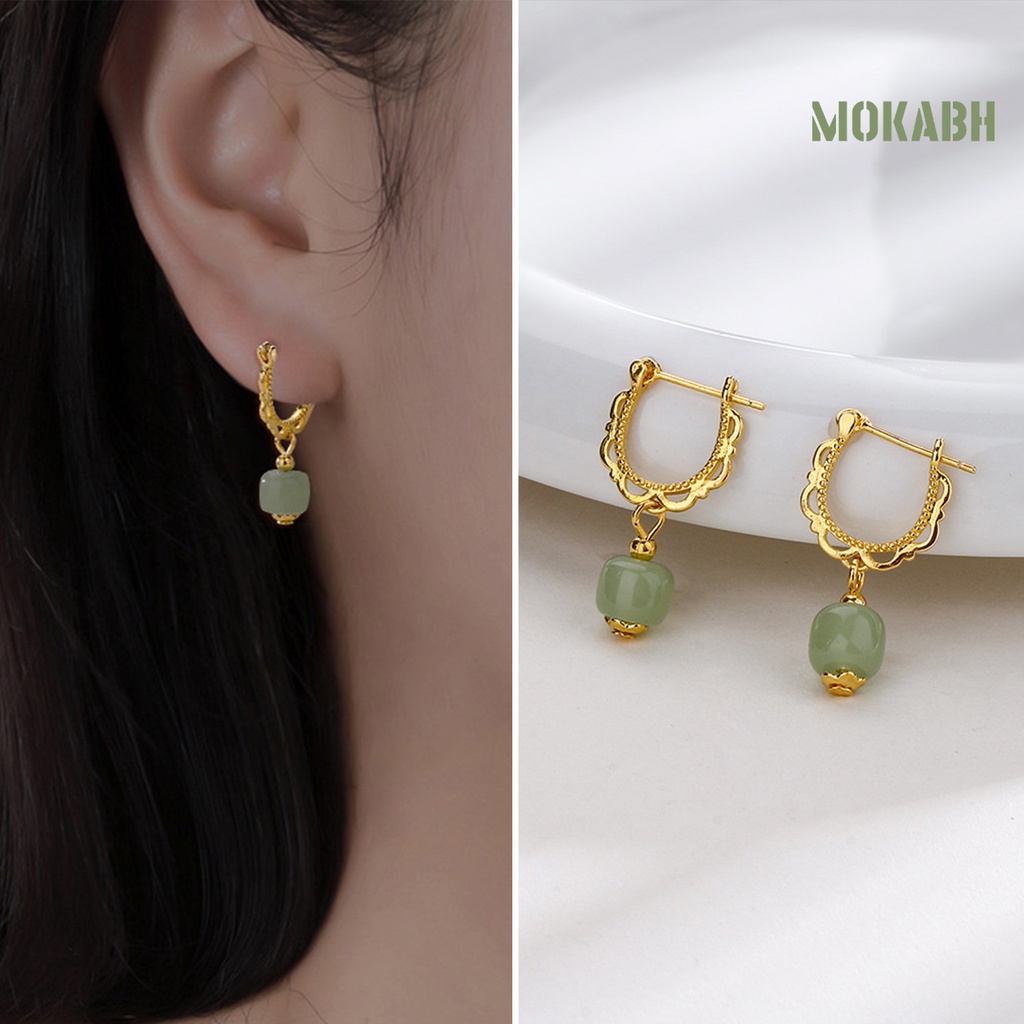 1 Khuyên Tai Đính Đá Ngọc Bích Nhân Tạo Thời Trang Dành Cho Nữ