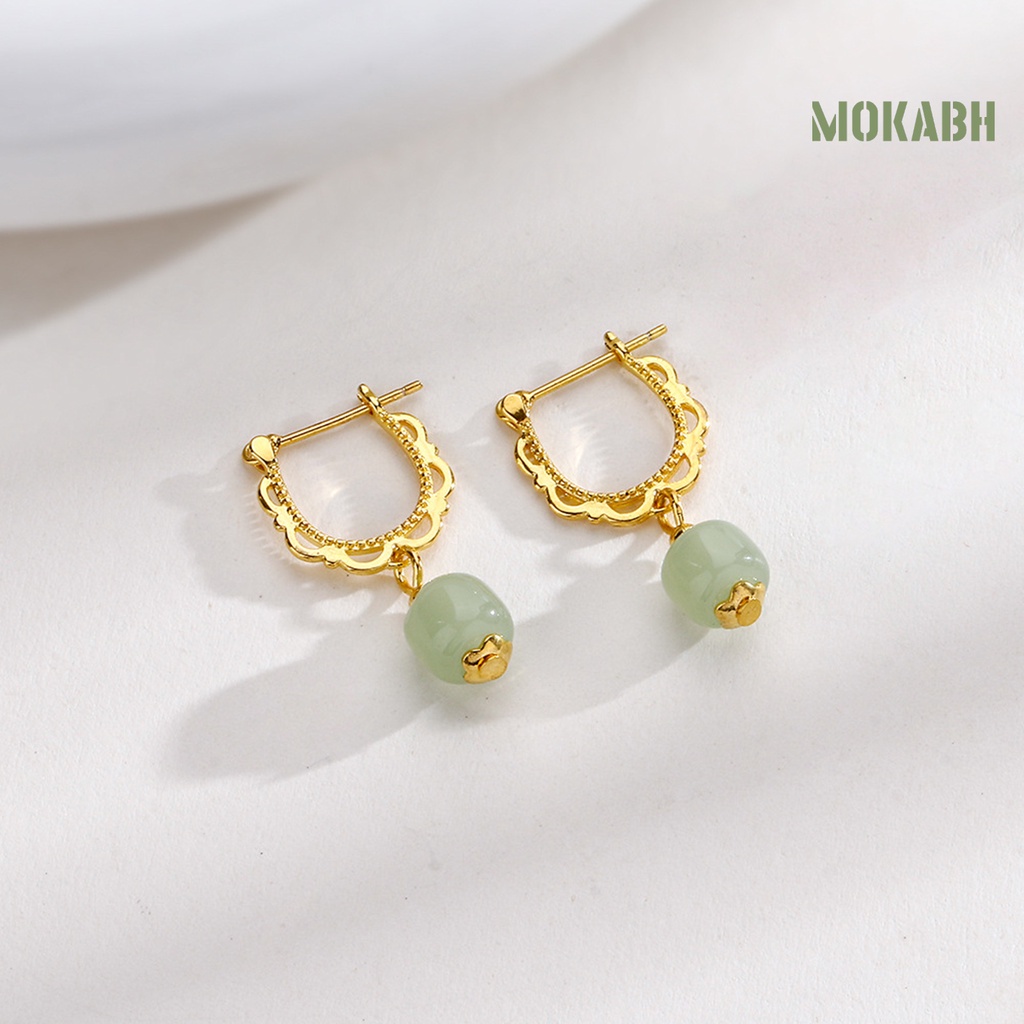 1 Khuyên Tai Đính Đá Ngọc Bích Nhân Tạo Thời Trang Dành Cho Nữ