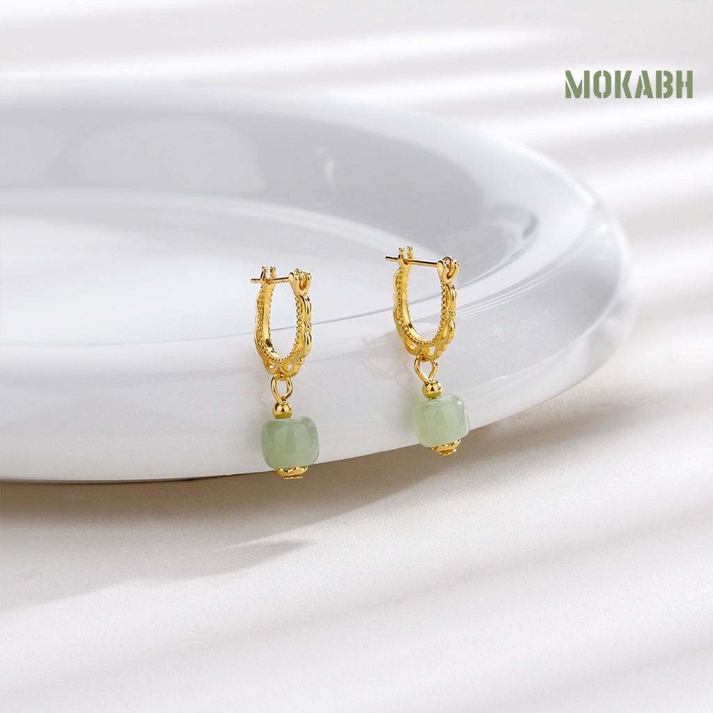 1 Khuyên Tai Đính Đá Ngọc Bích Nhân Tạo Thời Trang Dành Cho Nữ