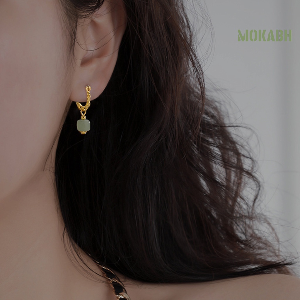 1 Khuyên Tai Đính Đá Ngọc Bích Nhân Tạo Thời Trang Dành Cho Nữ