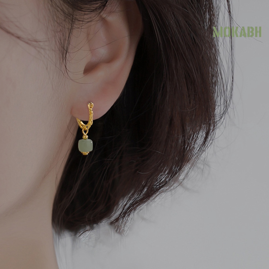 1 Khuyên Tai Đính Đá Ngọc Bích Nhân Tạo Thời Trang Dành Cho Nữ