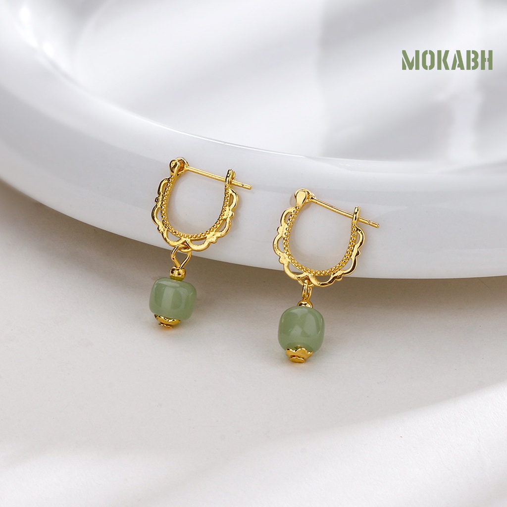 1 Khuyên Tai Đính Đá Ngọc Bích Nhân Tạo Thời Trang Dành Cho Nữ