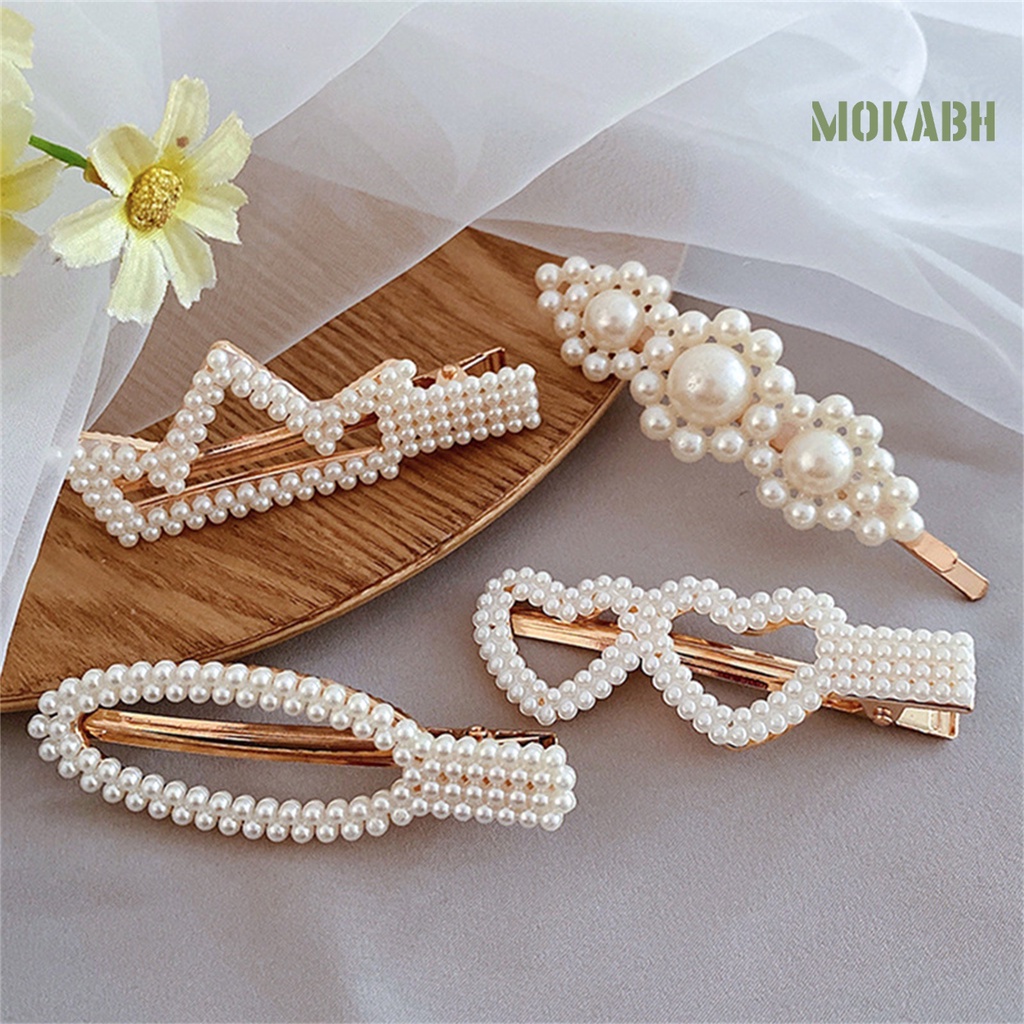 Bộ 2 Kẹp Tóc Đính Ngọc Trai Giả Độ Bóng Cao Thời Trang Cho Nữ