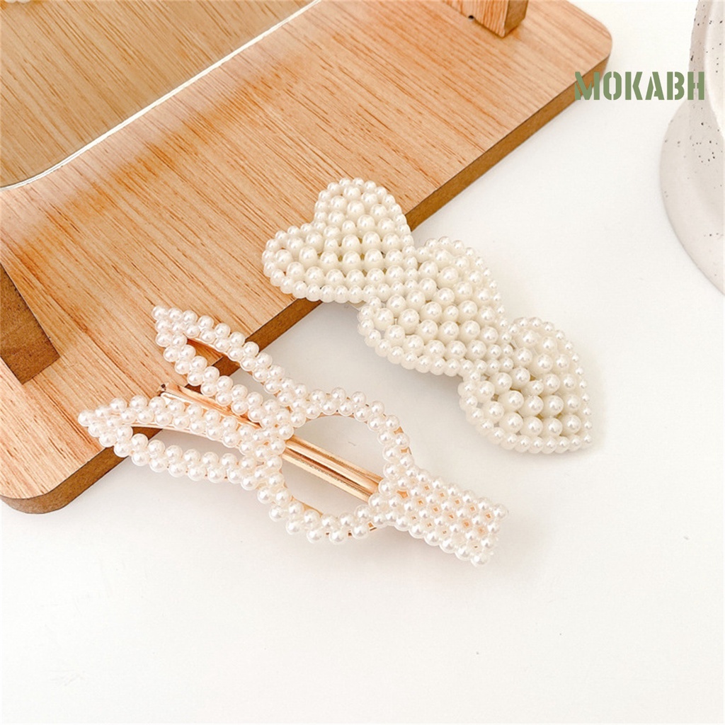 Bộ 2 Kẹp Tóc Đính Ngọc Trai Giả Độ Bóng Cao Thời Trang Cho Nữ