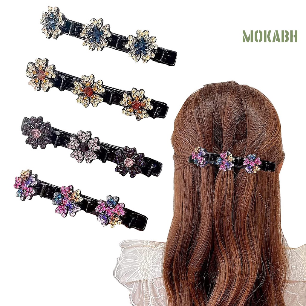 Set 4 Kẹp Tóc Hoa Đính Ngọc Trai Nhân Tạo Co Giãn Đa Năng