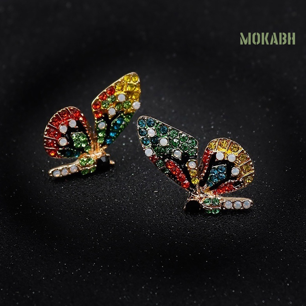 Bông Tai Hình Bướm Đính Đá Nhiều Màu Thời Trang Dành Cho Nữ
