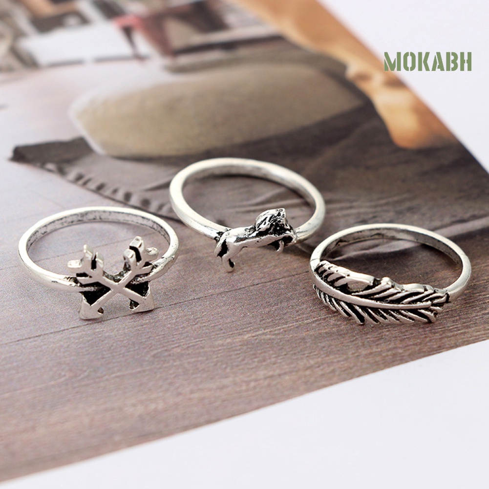 Set 12 Nhẫn Đeo Khớp Ngón Tay Phong Cách Vintage Cho Nữ