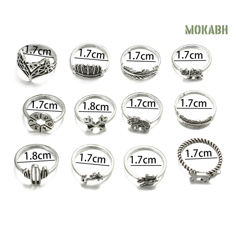 Set 12 Nhẫn Đeo Khớp Ngón Tay Phong Cách Vintage Cho Nữ