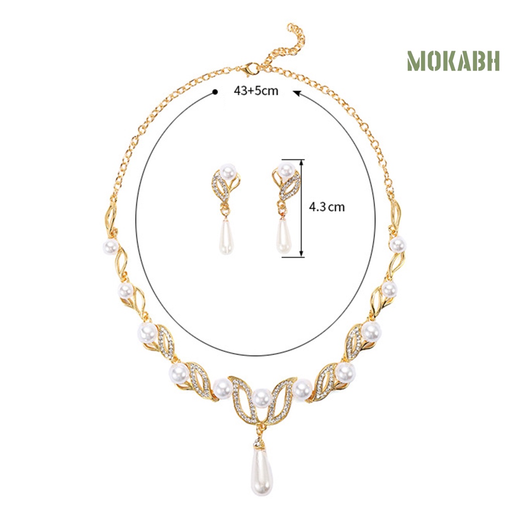 1 Bộ Vòng cổ + Bông Tai Bằng Hợp Kim Đính Kim Cương Giả Dễ Phối Đồ Cho Nữ
