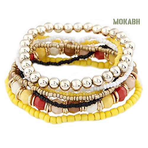 Vòng Tay Hạt Nhựa Acrylic Nhiều Lớp Phong Cách Bohemia Thời Trang Đi Biển Mùa Hè Cho Nữ