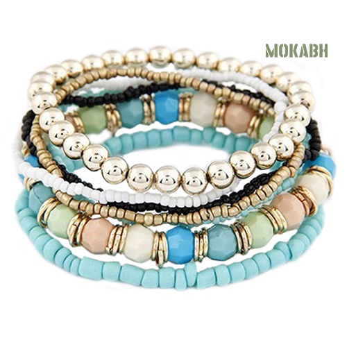 Vòng Tay Hạt Nhựa Acrylic Nhiều Lớp Phong Cách Bohemia Thời Trang Đi Biển Mùa Hè Cho Nữ