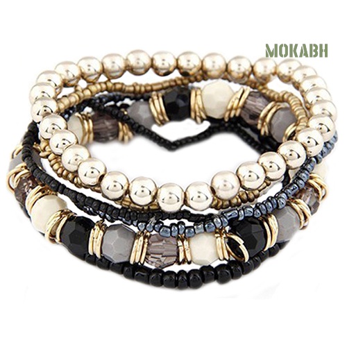 Vòng Tay Hạt Nhựa Acrylic Nhiều Lớp Phong Cách Bohemia Thời Trang Đi Biển Mùa Hè Cho Nữ