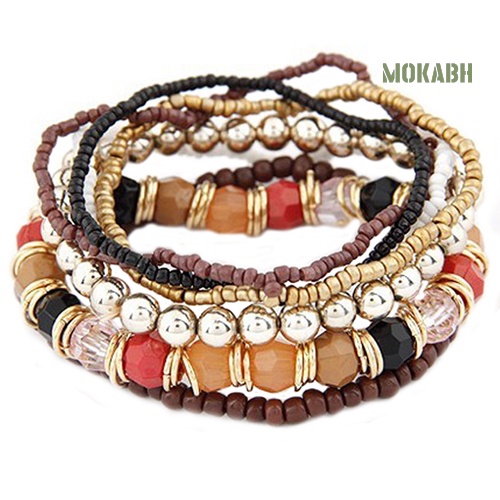 Vòng Tay Hạt Nhựa Acrylic Nhiều Lớp Phong Cách Bohemia Thời Trang Đi Biển Mùa Hè Cho Nữ