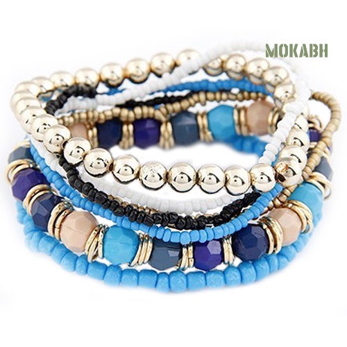 Vòng Tay Hạt Nhựa Acrylic Nhiều Lớp Phong Cách Bohemia Thời Trang Đi Biển Mùa Hè Cho Nữ