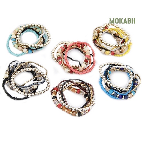 Vòng Tay Hạt Nhựa Acrylic Nhiều Lớp Phong Cách Bohemia Thời Trang Đi Biển Mùa Hè Cho Nữ