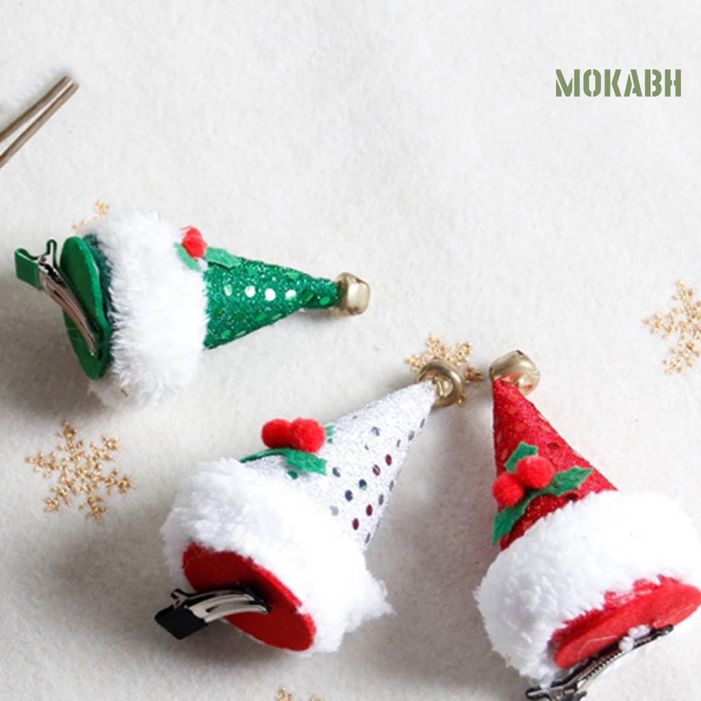 Kẹp Tóc Hình Nón Giáng Sinh Đính Đá Lấp Lánh Chống Rơi