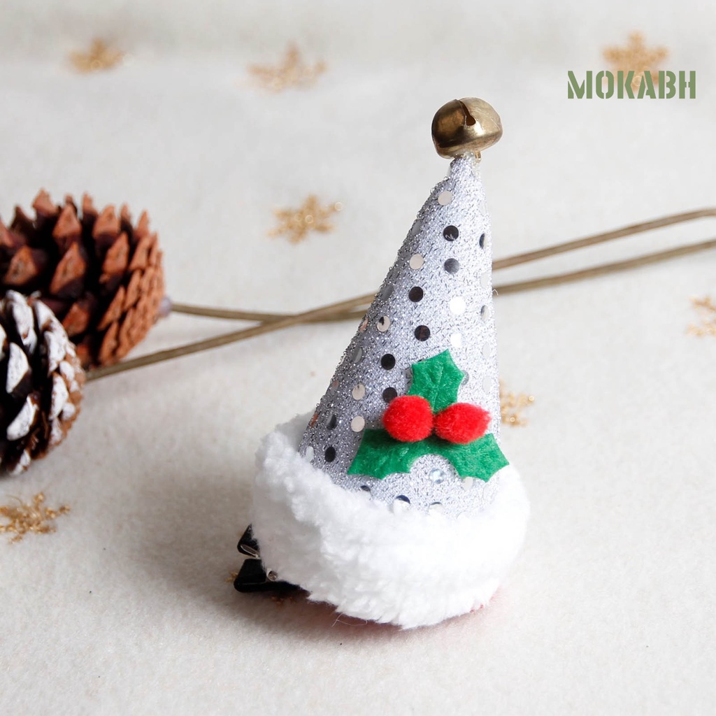 Kẹp Tóc Hình Nón Giáng Sinh Đính Đá Lấp Lánh Chống Rơi