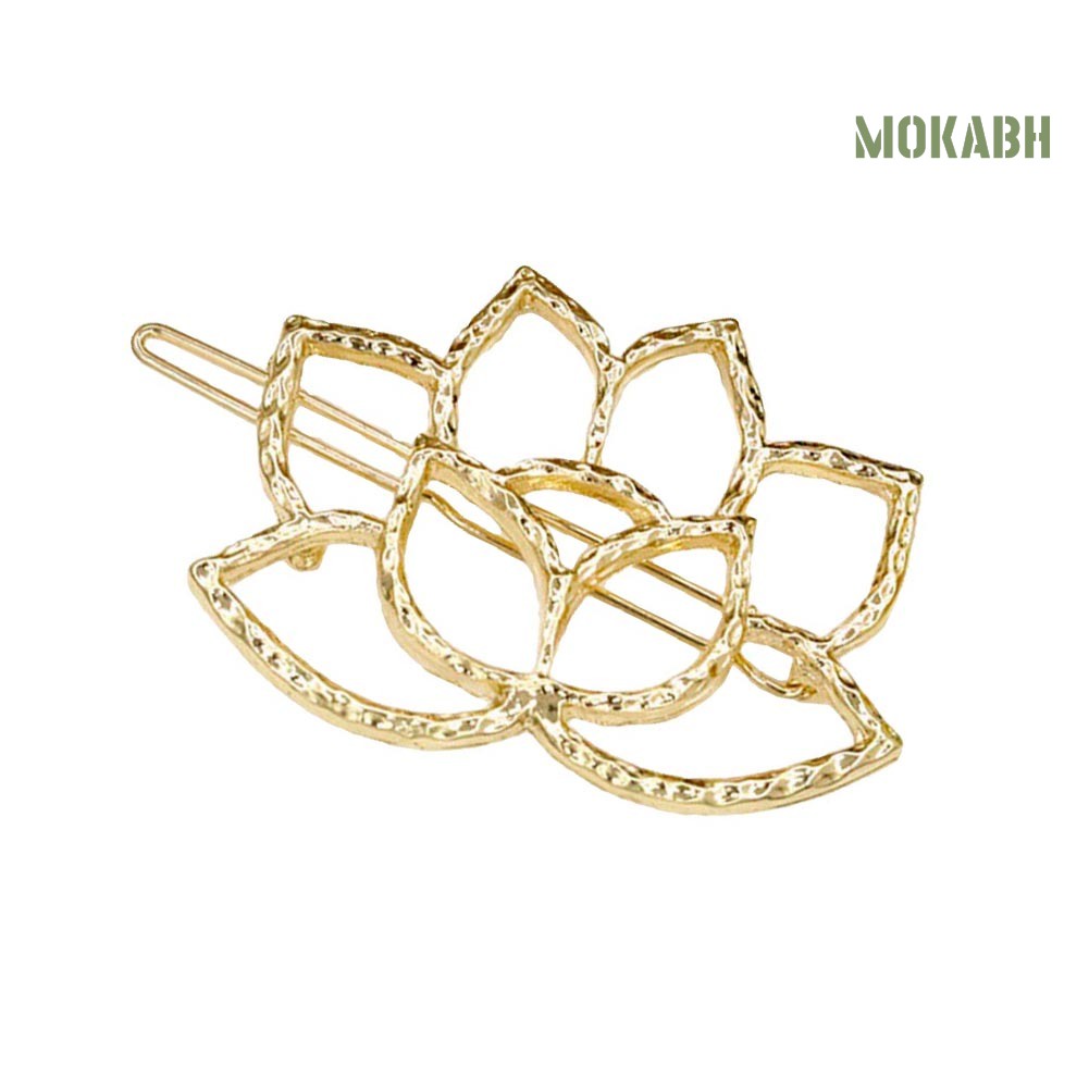 Kẹp Tóc Hình Hoa Sen Rỗng Bằng Hợp Kim Phong Cách Retro Cho Nữ