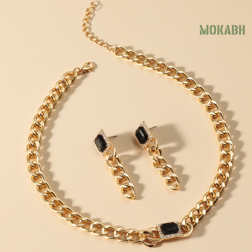 Set 2 Vòng cổ Và Bông Tai Dáng Dài Phong Cách Punk Cá Tính