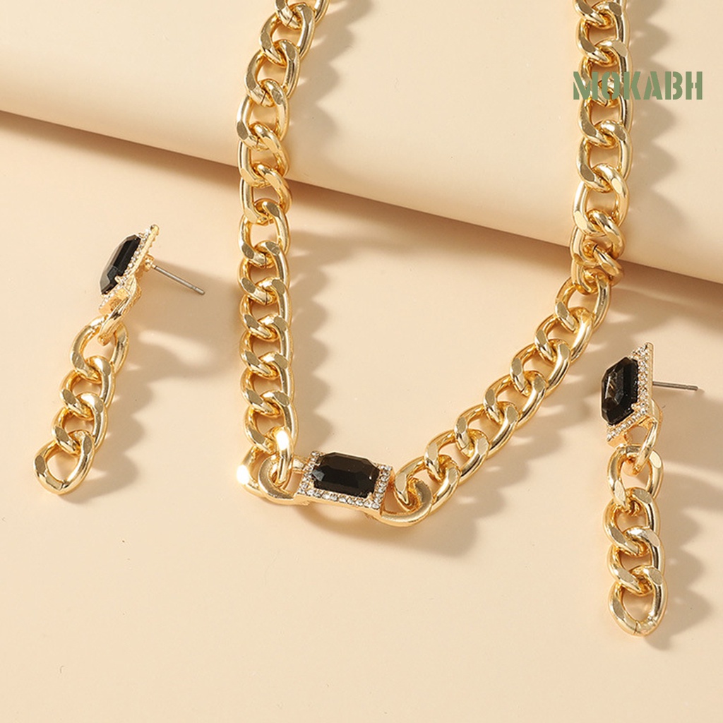 Set 2 Vòng cổ Và Bông Tai Dáng Dài Phong Cách Punk Cá Tính